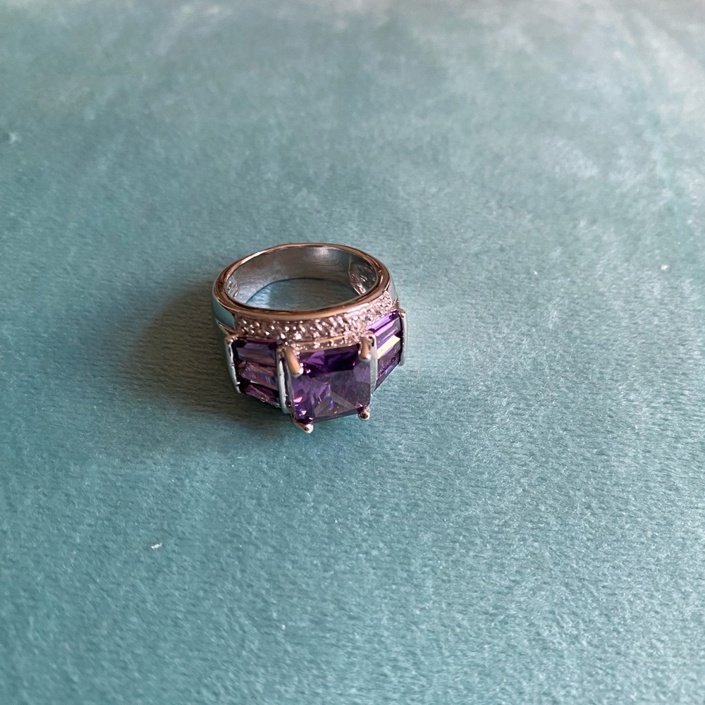 Sterling Silver and Faux Amethyst Ring